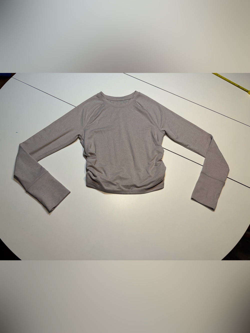 OFFLINE By Aerie Weekend Away Long Sleeve T-Shirt small taupe ruching